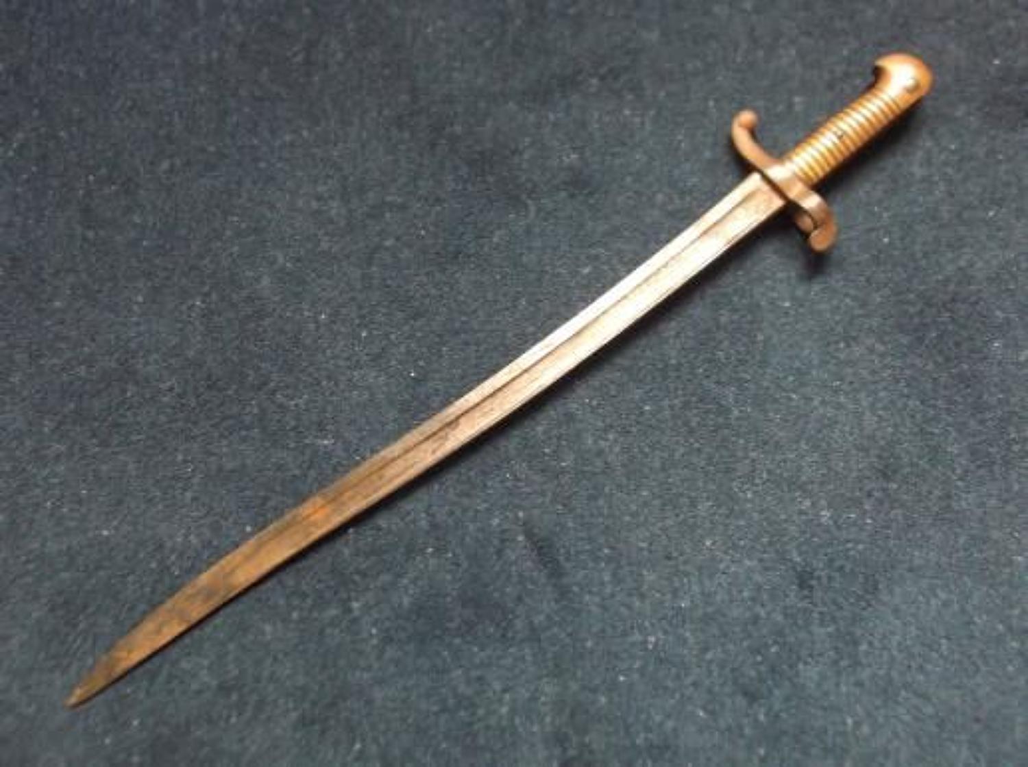 1842 Model French Sword Bayonet with brass grip.