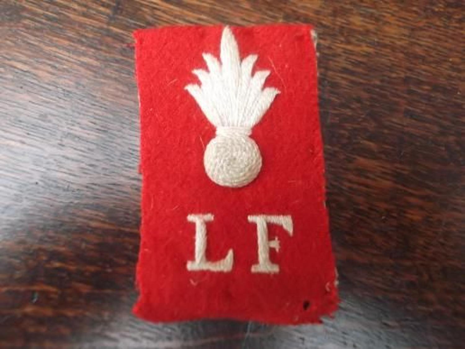 Lancashire Fusiliers Boer War / WW1 period cloth pagri flash
