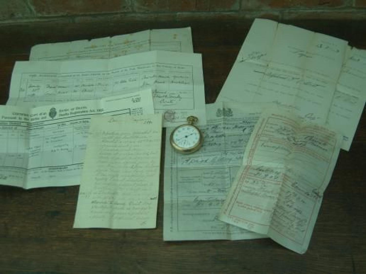 Boer War veterans Gold pocket watch,discharge papers and Diary.
