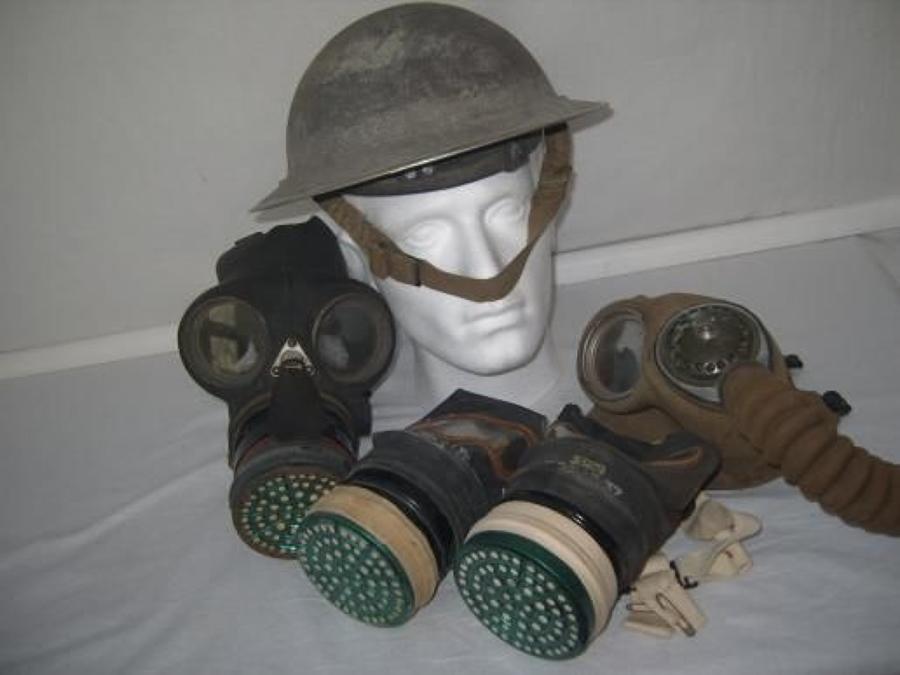 WW2 HOME FRONT GAS MASKS & HELMET