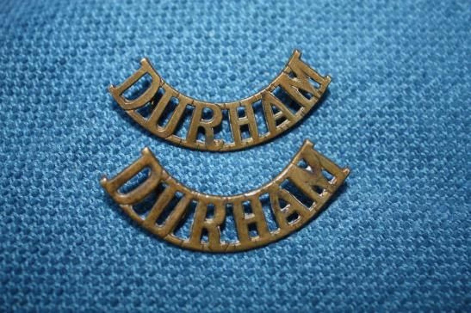 Pair of WW1 Brass shoulder titles. Durham Light Infantry Regiment
