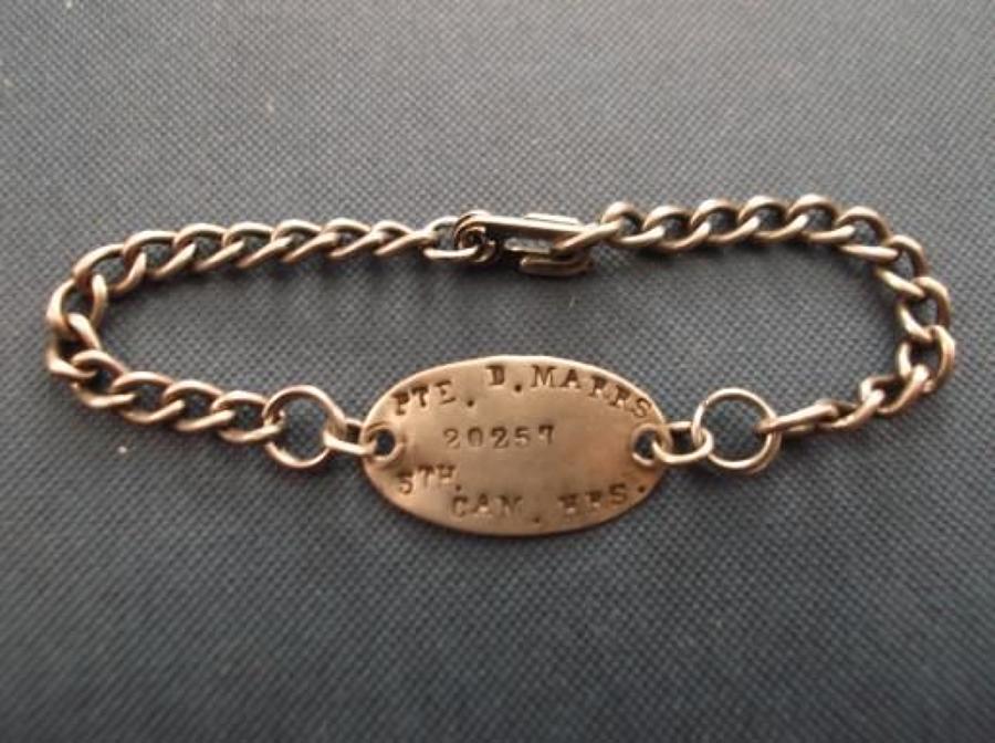 WW1 Silver ID Bracelet 5th Cameron Highlanders: D Marrs