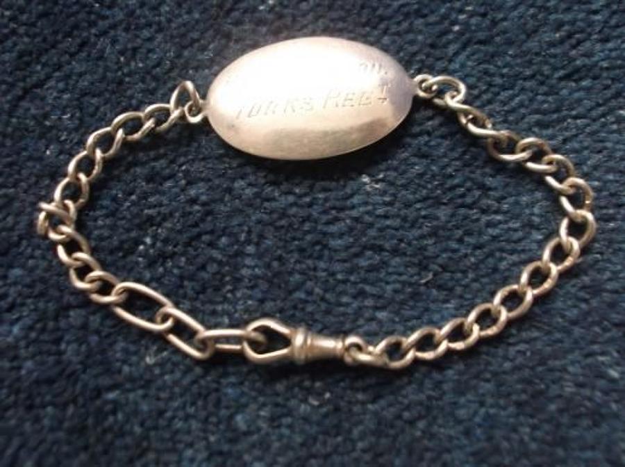 WW1 Silver ID Bracelet: Yorkshire Regiment