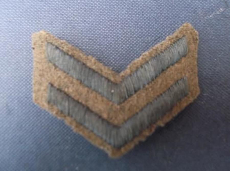 WW1 British soldiers khaki overseas stripes, 2 blue stripes.