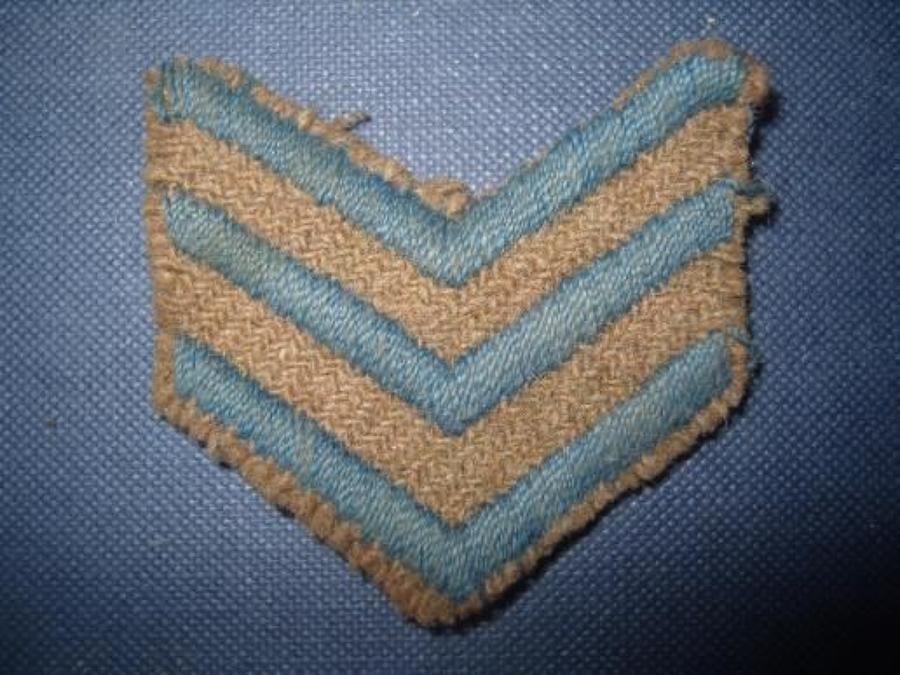 WW1 British soldiers overseas stripes, 3 blue.