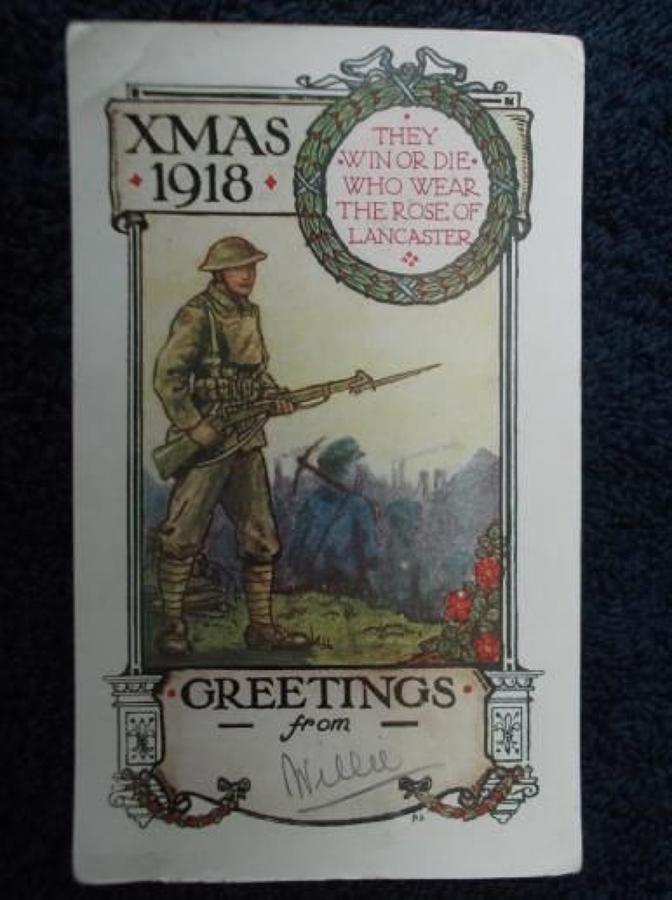 WW1 CHRISTMAS CARD: BRITISH ARMY 55TH DIVISION