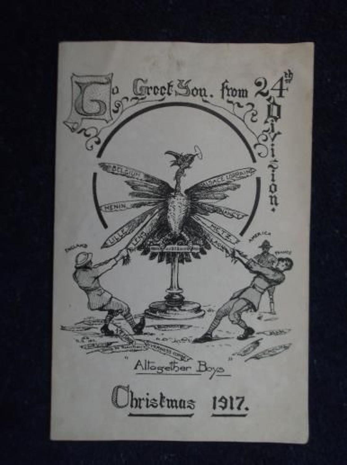 WW1 CHRISTMAS CARD: BRITISH ARMY 24TH DIVISION