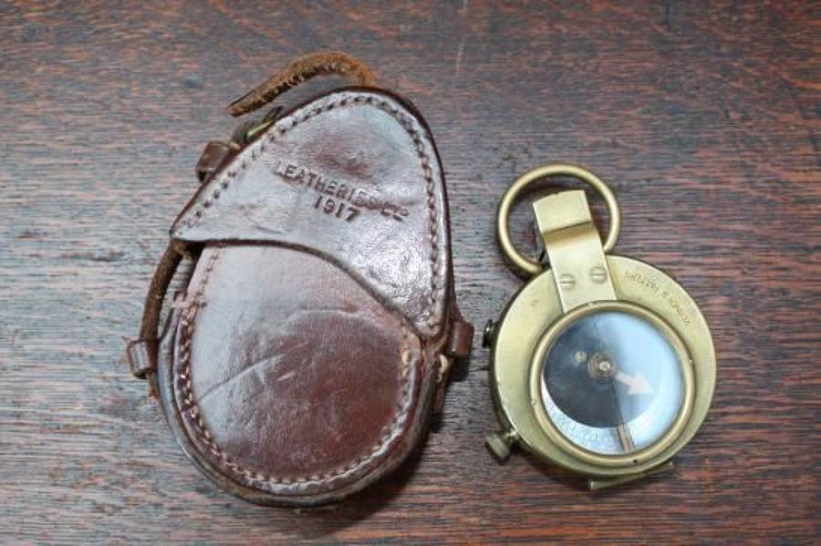 VERNERS PATTERN Mark VII 1915 DATED BRITISH ARMY OFFICERS COMPASS & CASE