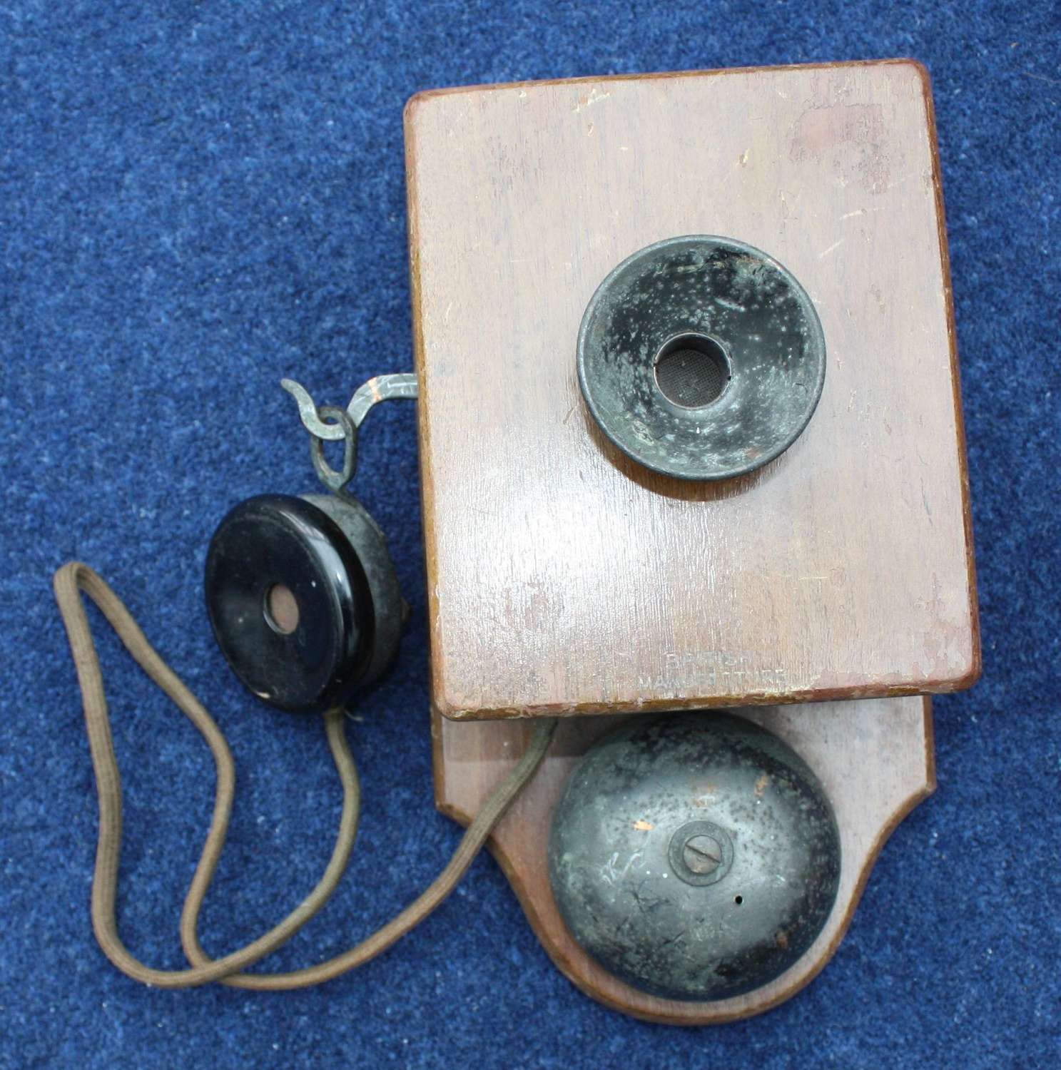 WW1 WAR DEPARTMENT W.D. MARKED WOODEN WALL MOUNTED PHONE