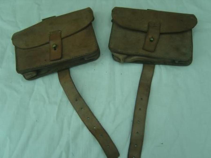 Original British 1914 pattern leather ammunition pouch pair