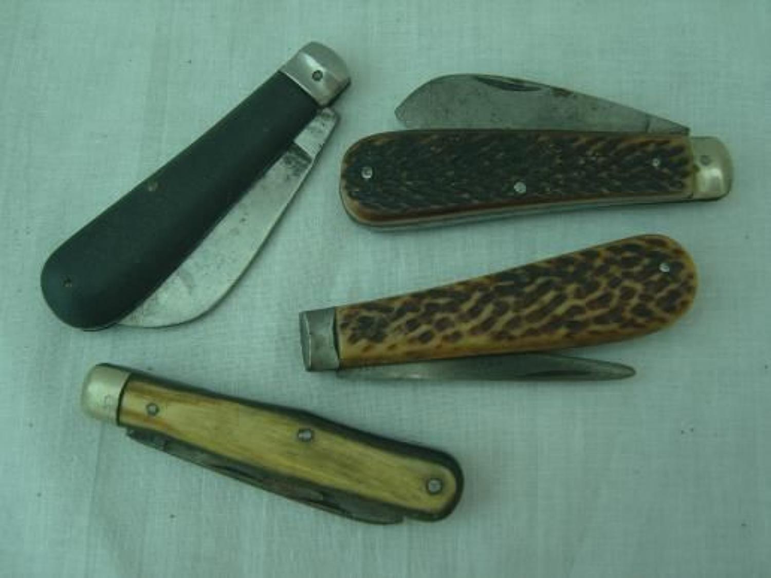 FOUR PRIVATE PURCHASE ARMY POCKET KNIVES