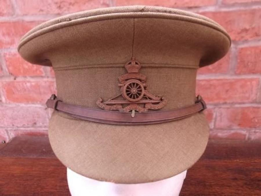 WW1 ROYAL ARTILLERY NAMED OFFICERS KHAKI SERVICE DRESS CAP