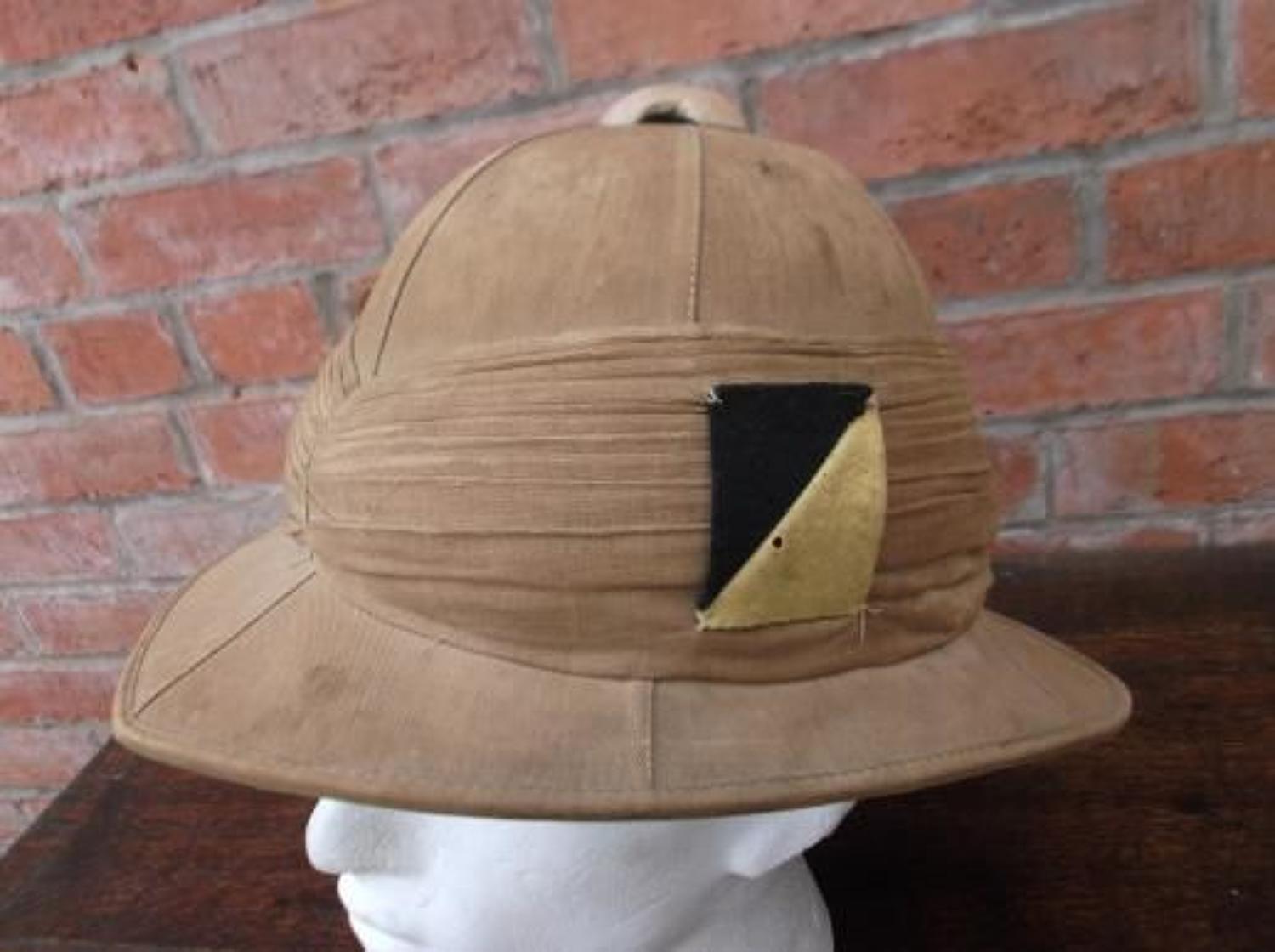 WW1 British Khaki Drill Pith Helmet to the 14th Hussars