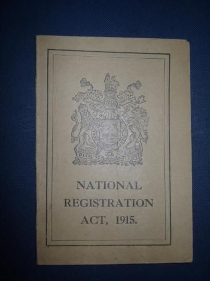 WW1 1915 NATIONAL REGISTRATION ACT CARD