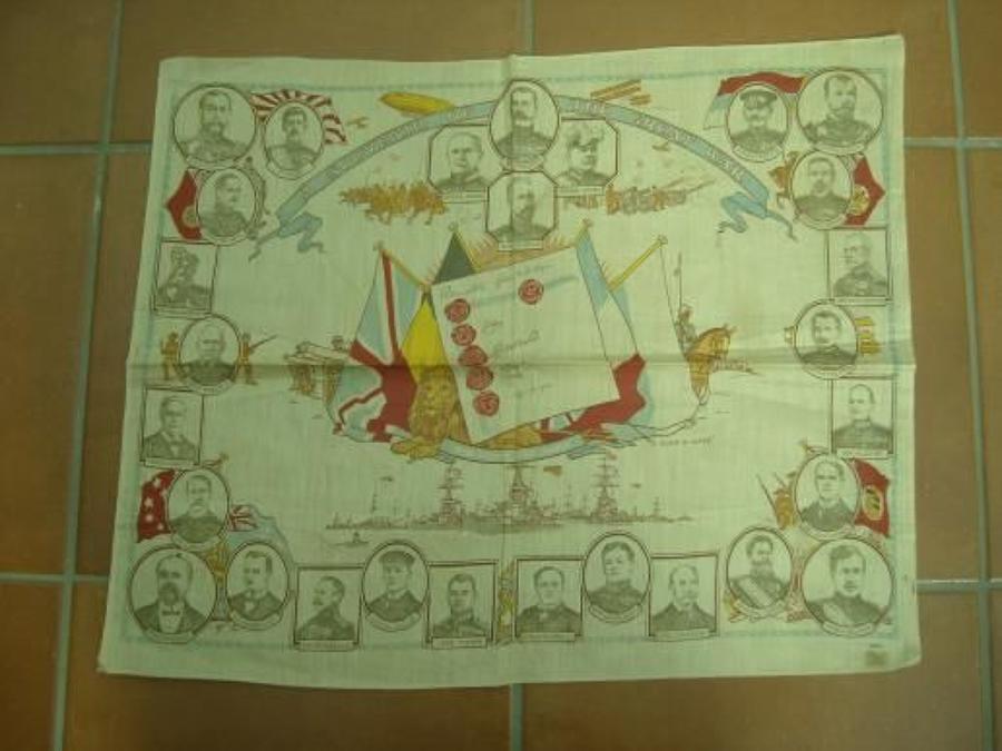 WW1 printed cotton souvenir handkerchief Souvenir of The Great War