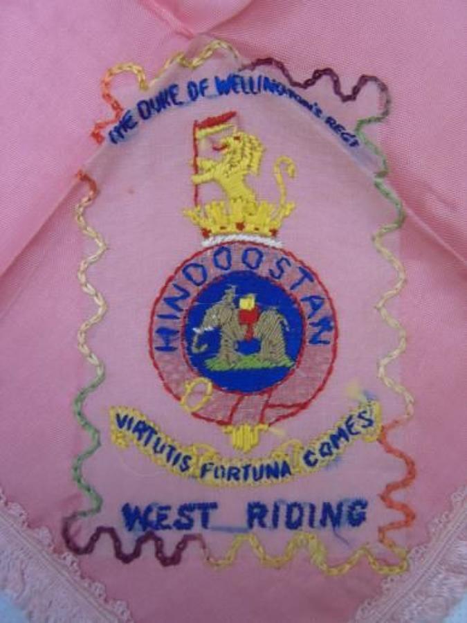 WW1 Embroidered silk handkerchief: West Riding Regiment