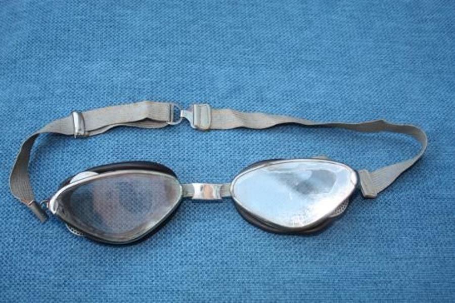 Vintage 1920's Art Deco Style French Goggles Aviation & Motoring. Chro