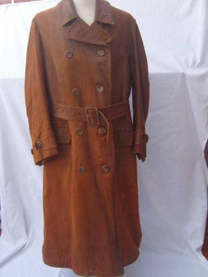 WW1 LONG LEATHER CAMEL COLOUR FLYING COAT