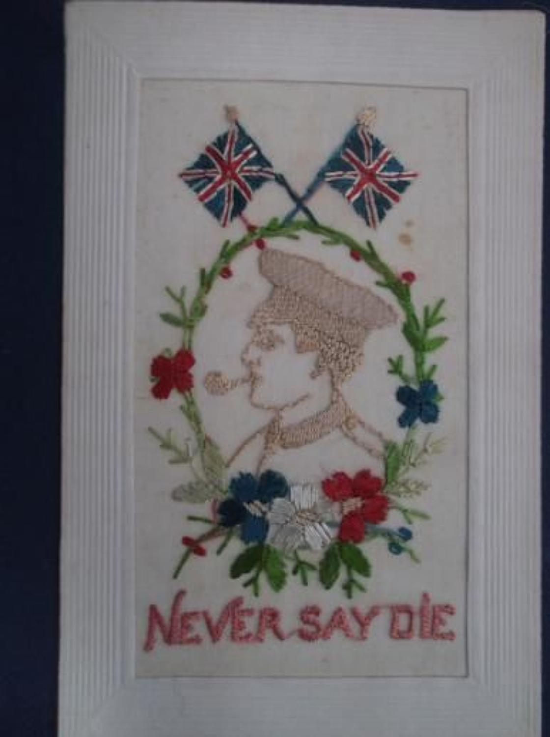 BRITISH SOLDIER SMOKING A PIPE: NEVER SAY DIE