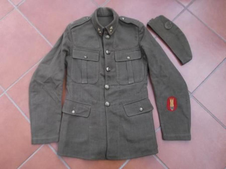 Early WW2 Bomb Disposal Sapper Service Dress Tunic & Side Cap
