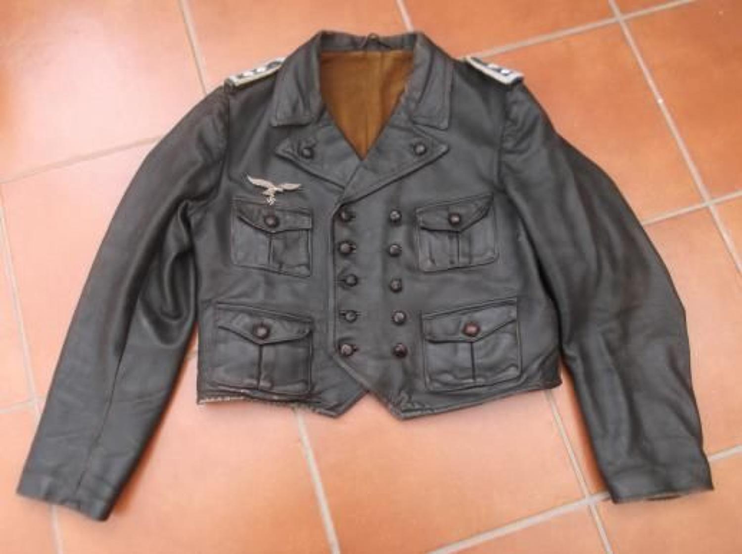 WW2 Luftwaffe Fighter Pilots Four Pocket Dark Brown Leather Jacket