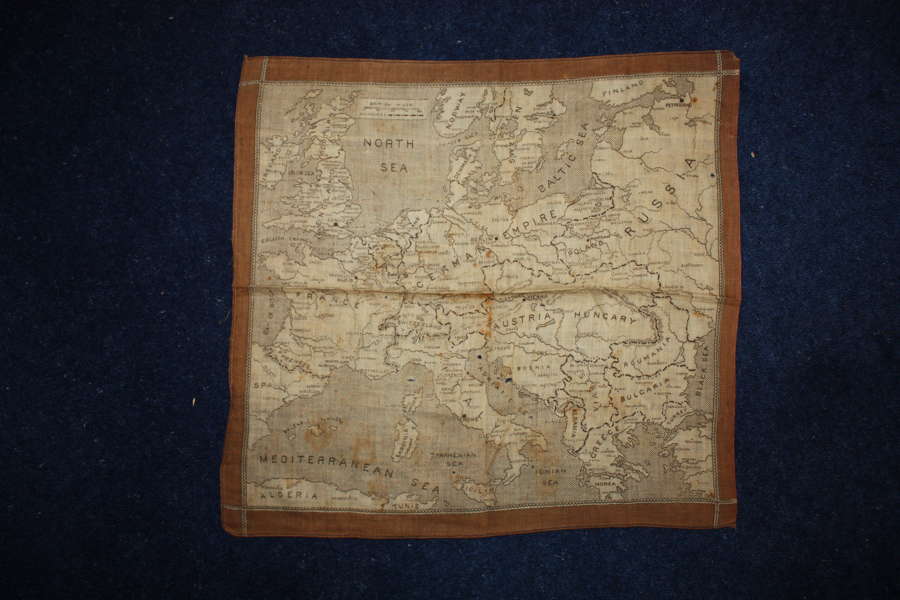 WW1 printed cotton souvenir handkerchief: Map of Europe.