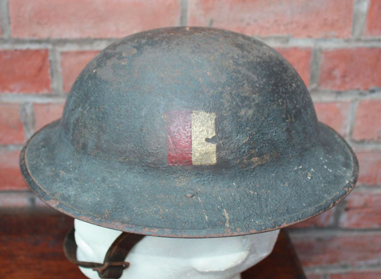 Rare WWI 2nd East Lancashire 'Brodie' Helmet Shell & leather chinstrap