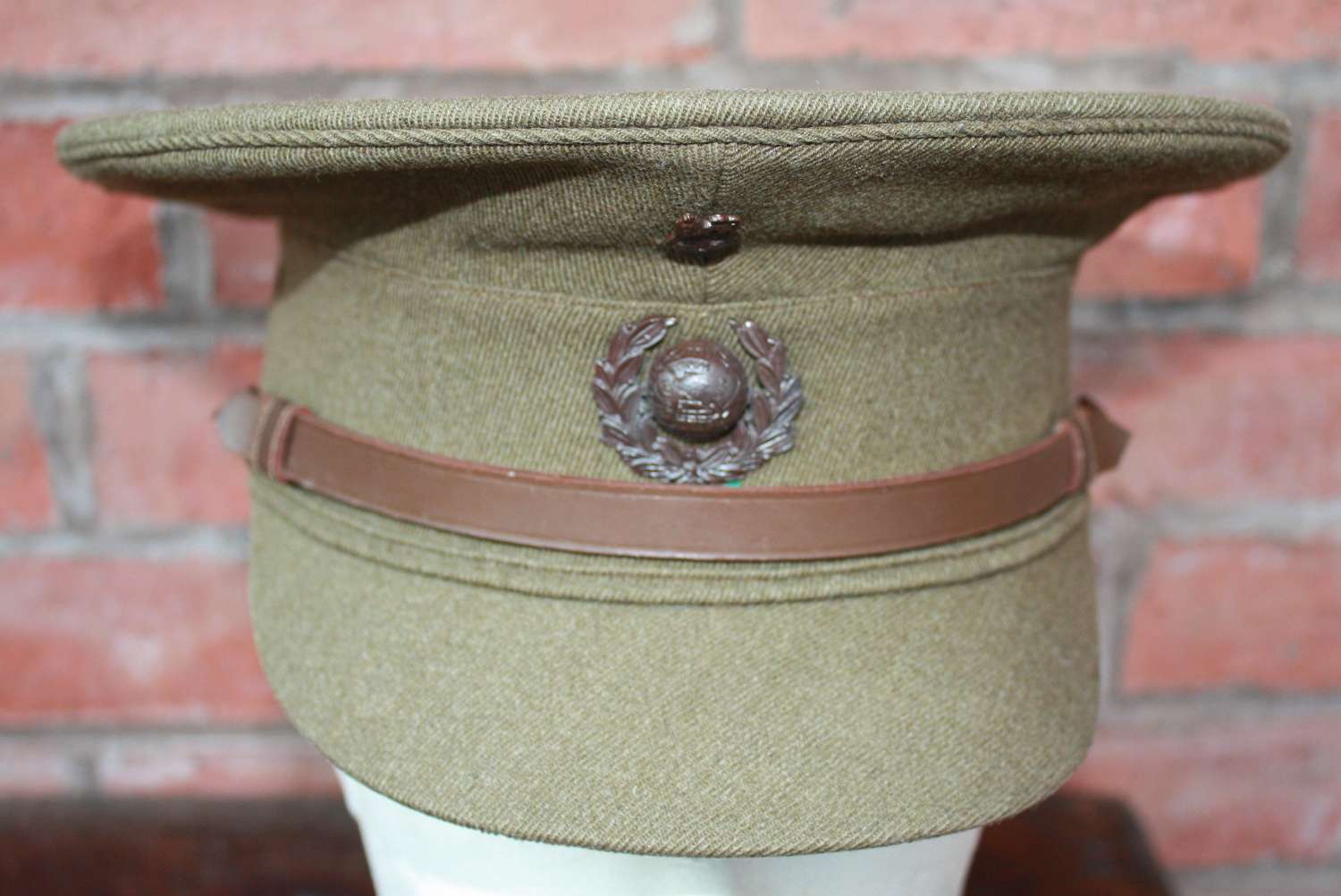 Rare WW1 Royal Marine Officers Khaki Service Dress Peak Cap