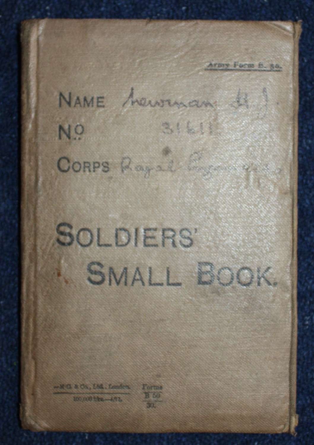 WW1 British Army Soldiers Small Book: Royal Engineers. H J Newman