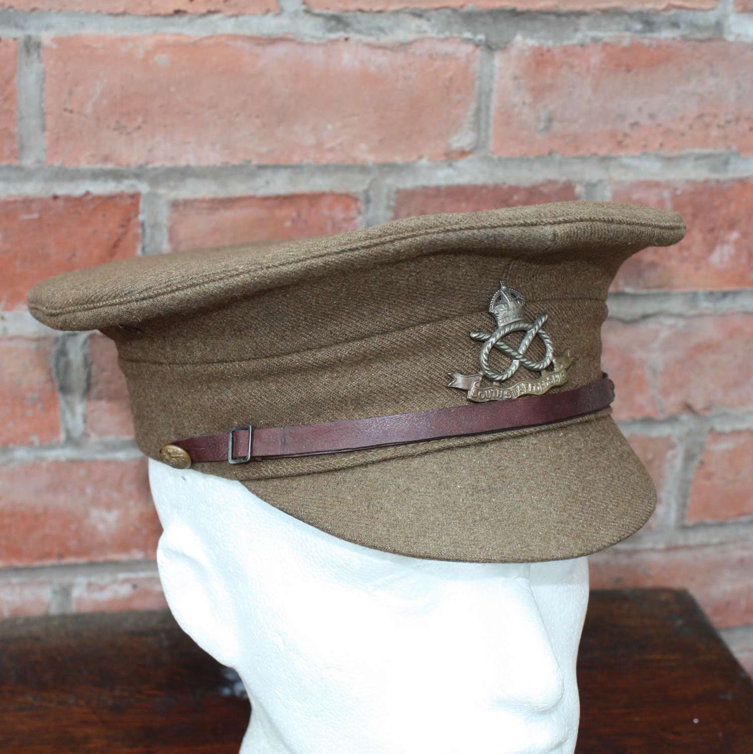 BRITISH WW1 1905 PATTERN OTHER RANKS KHAKI SERVICE DRESS CAP 1915 DATE