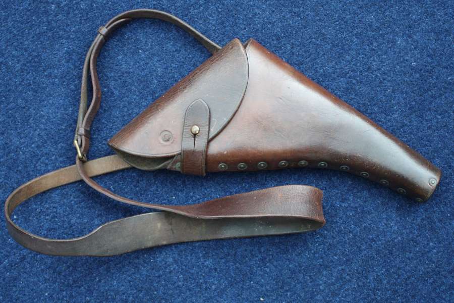 WW1 BRITISH ROYAL NAVY OFFICERS LEATHER PISTOL HOLSTER & STRAP
