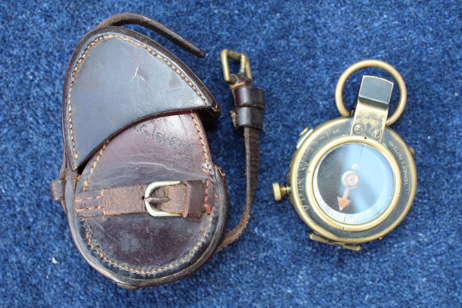 WW1 British Army Officers 1918 Dated Compass & 1918 Dated Leather Case