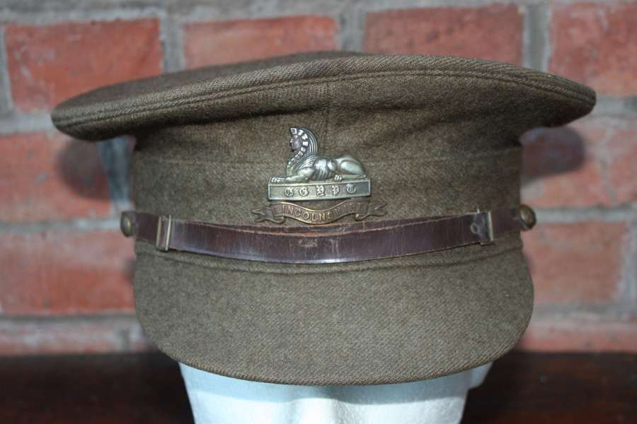 1922 PATTERN BRITISH KHAKI SERVICE DRESS CAP THE LINCOLNSHIRE REGIMENT