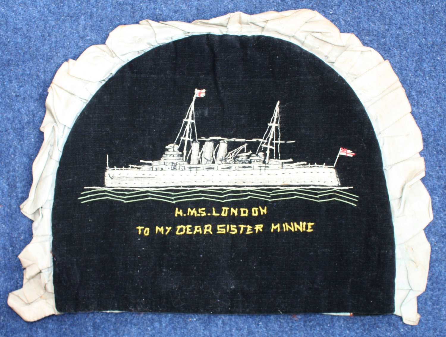 WW1 HMS London Embroidered Tea Pot Cover.