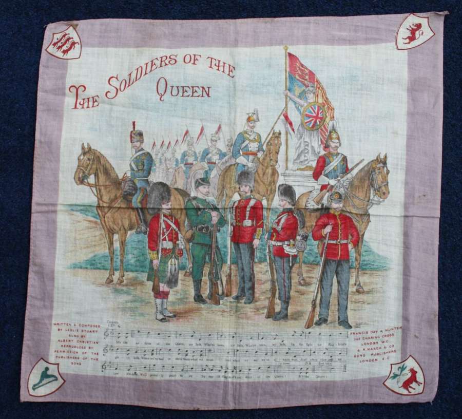 Victorian Boer War Printed cotton Soldiers of the Queen 13 x 13 inches