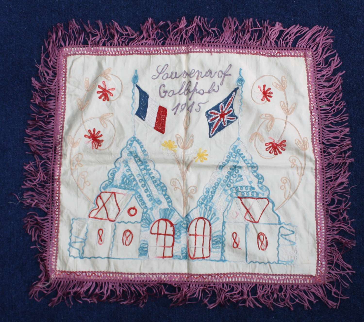 WW1 Embroidered Silk Souvenir of Gallipoli 1915
