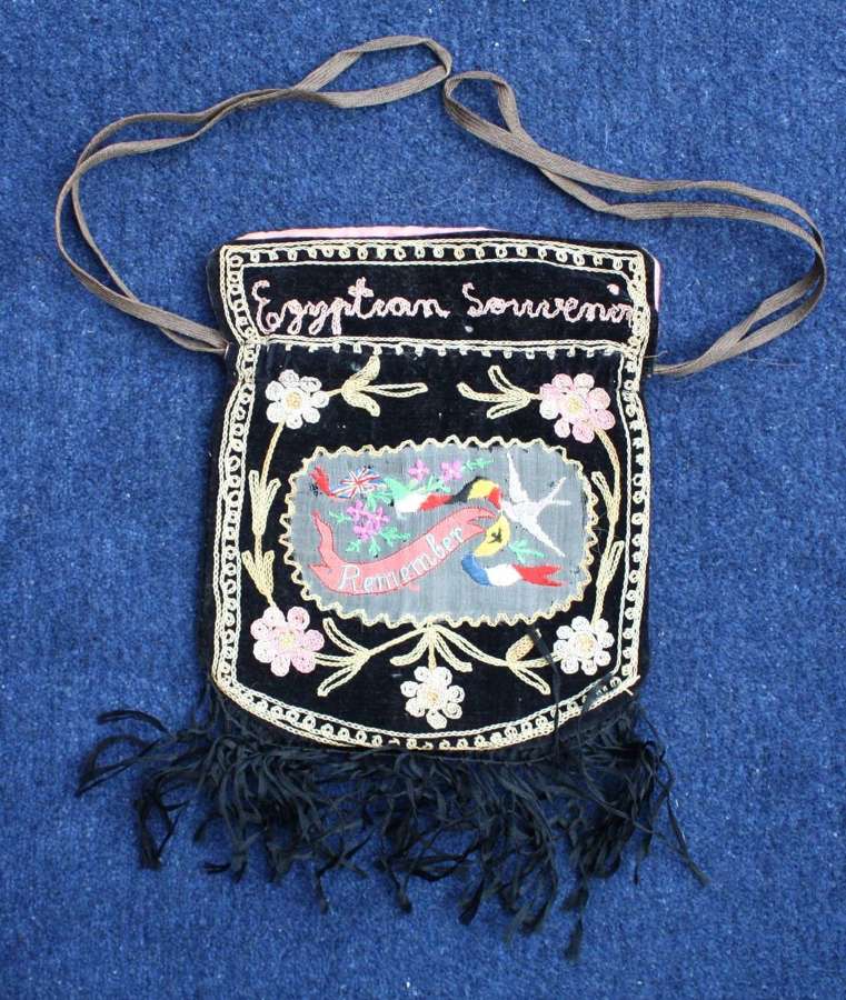 WW1 Embroidered silk souvenir Bag of Egypt 1917