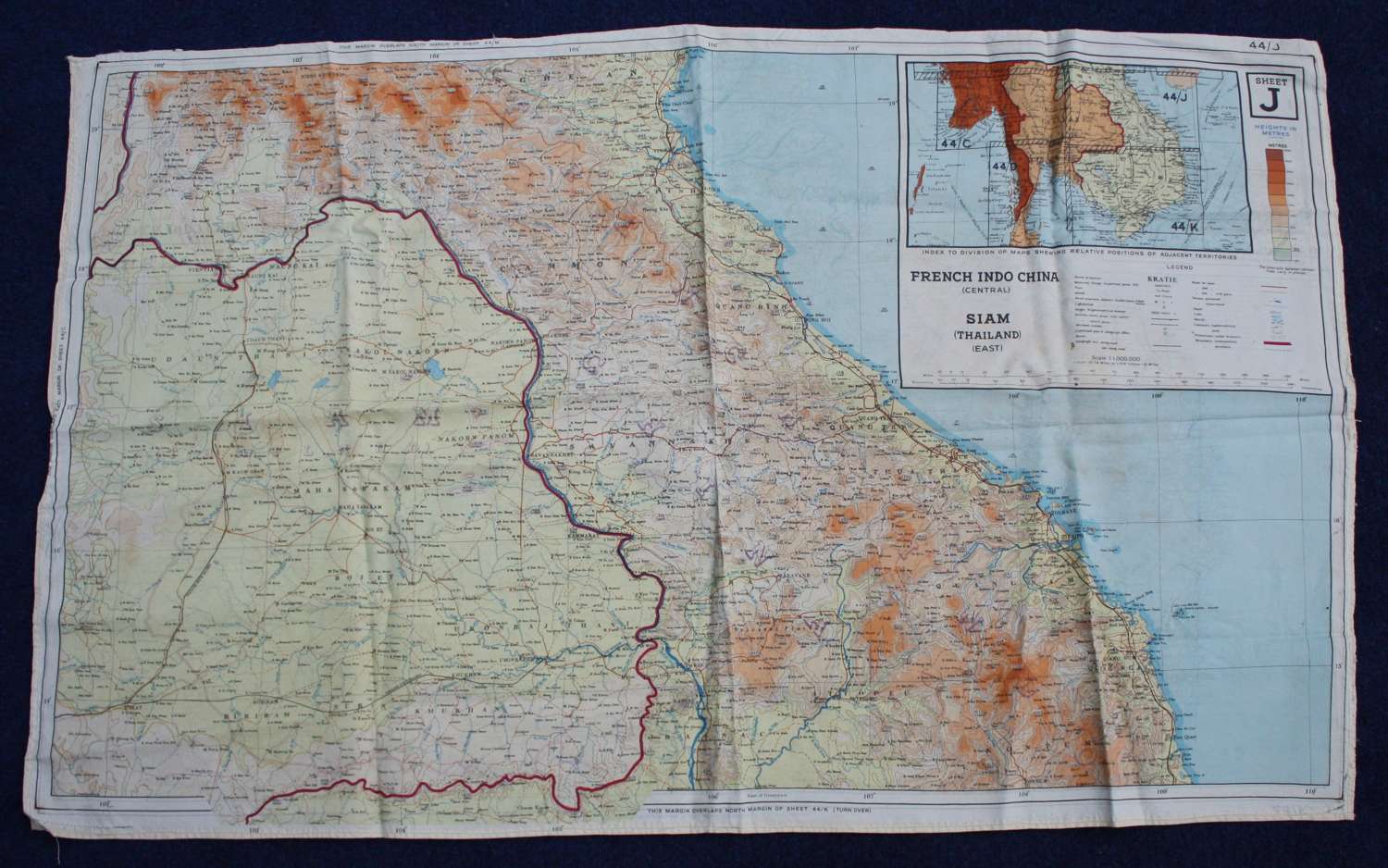WW2 RAF / Special Forces Issue Silk Escape Map Far East: Indo China