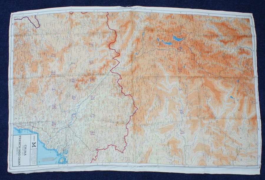 WW2 RAF Issue Silk Escape Map Far East: China & French Indo China