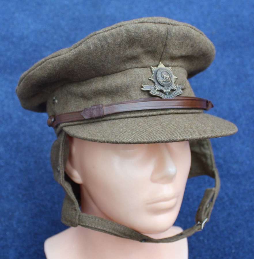 WW1 BRITISH ARMY OFFICER'S GOR BLIMEY CAP WORCESTERSHIRE REGIMENT