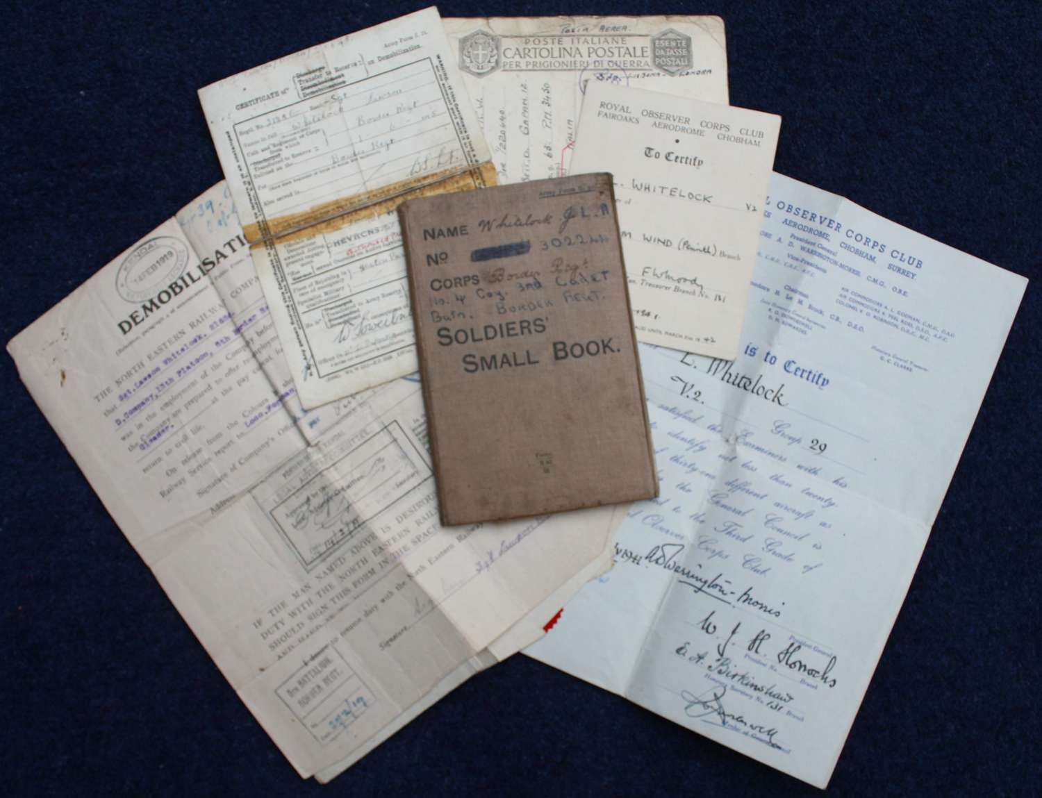 WW1 British Army Service & Pay Book & Documents: Joseph Whitelock MM