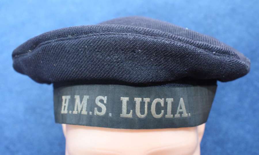 WW1 BLUE ROYAL NAVY RATINGS CAP: HMS LUCIA
