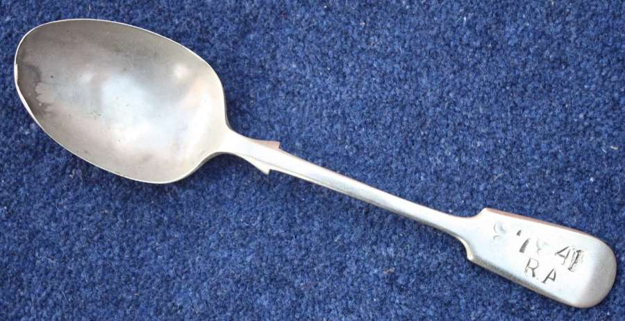 WW1 British Army Large Spoon stamped 97941 RA / Royal Artillery.