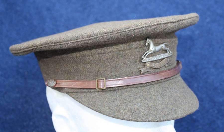 BRITISH WW1 1905 PATT OTHER RANKS KHAKI SERVICE DRESS CAP. SIZE 7 1/8
