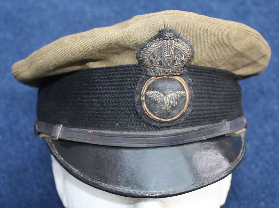 1918 RAF Royal Air Force Senior Airman's Peak Cap & Bullion Badge.