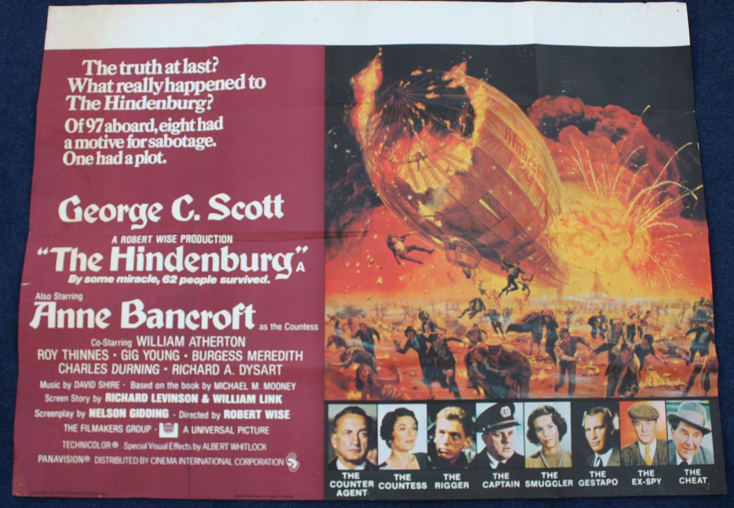 Original 40 x 30 inches Movie/ Film Poster: The Hindenburg