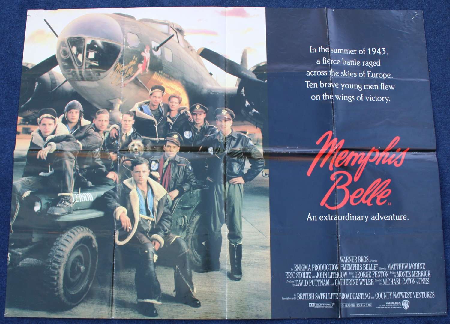 Original 40 x 30 inches Movie/ Film Poster: The Memphis Belle WW2