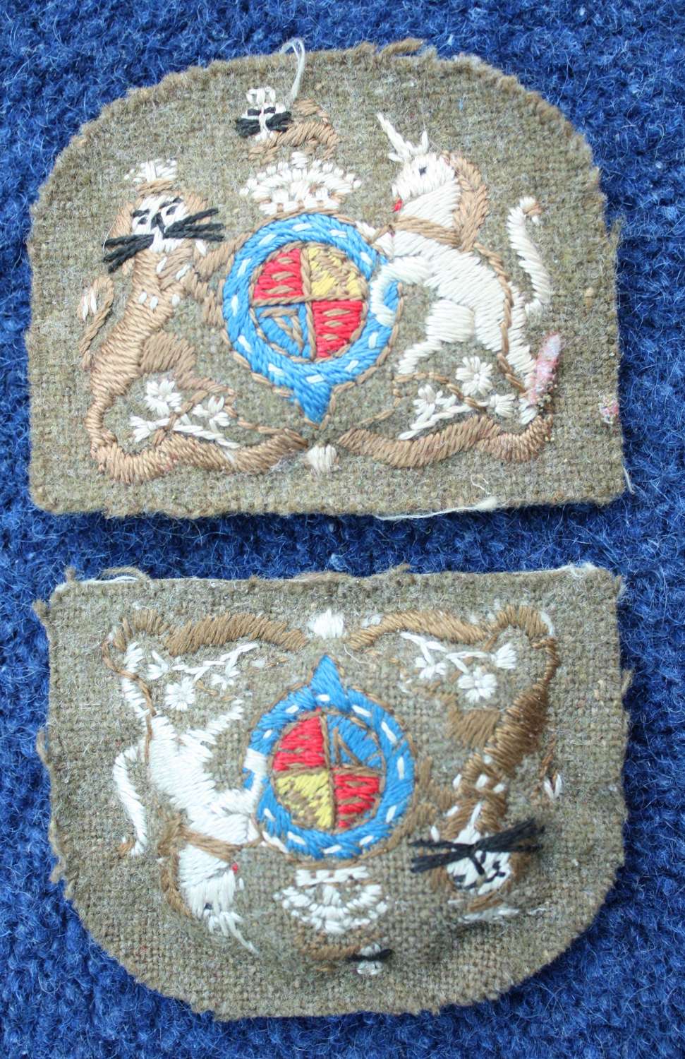 British Army WW1/ WW2 C.S.M rank Pair of embroidered arm badges