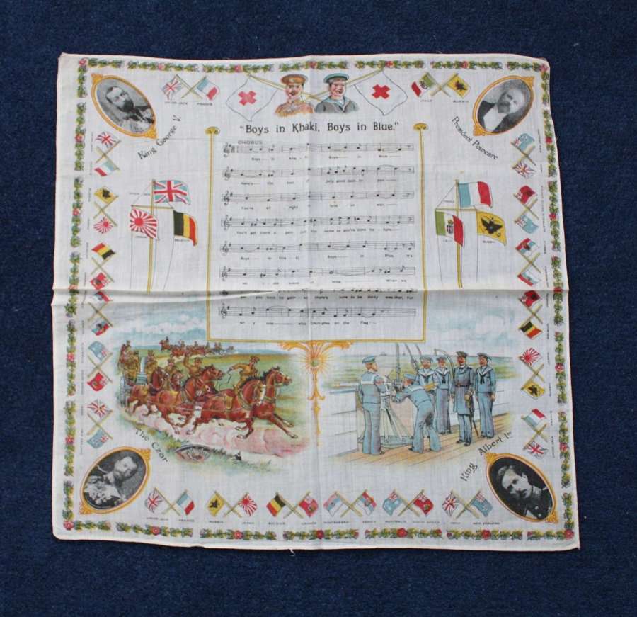 WW1 printed cotton handkerchief British Soldiers & Sailors
