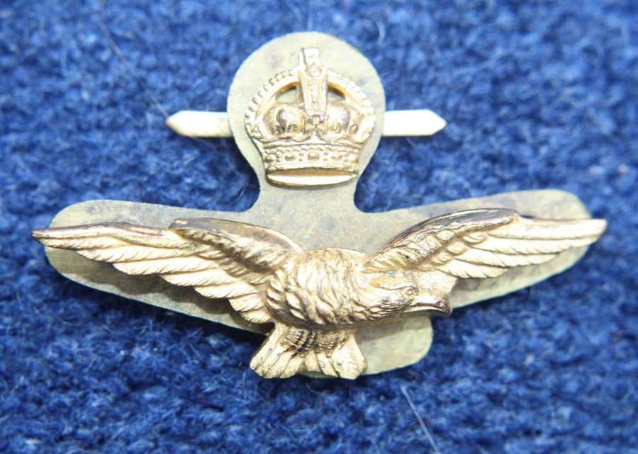 WW2 RAF Officer's Two Part Brass Side Cap Badge